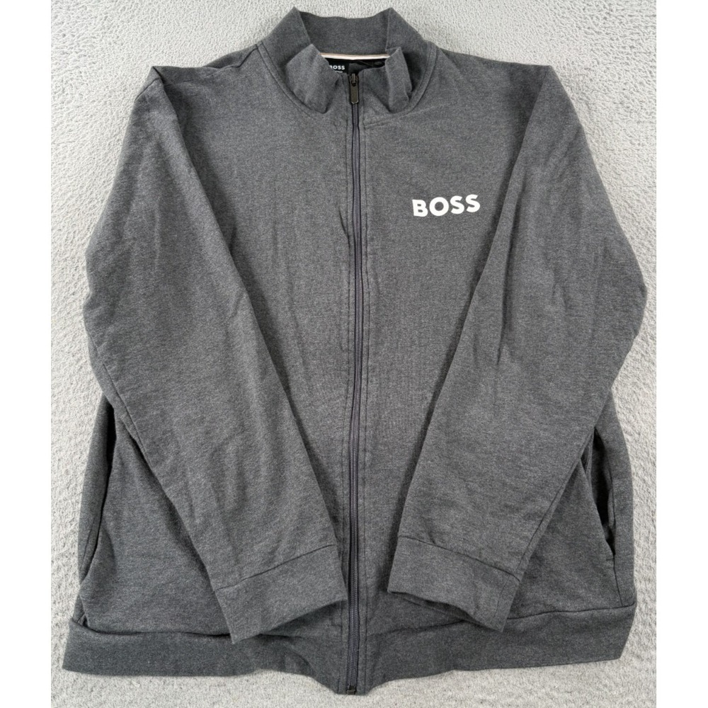 Hugo Boss Ease Jacket Mens XL Gray Full Zip Long Sleeve Track Pockets Athleisure